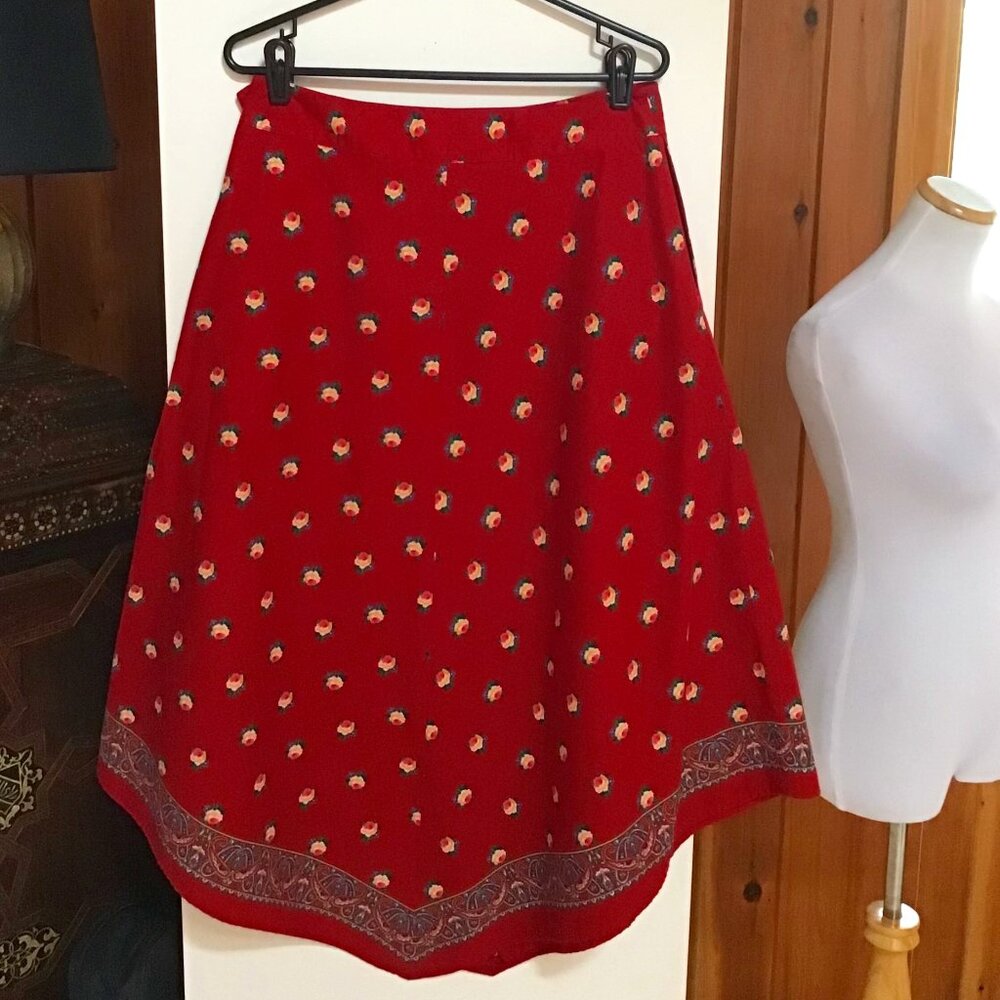 LAUREN RALPH LAUREN Vintage Red Floral Maxi Skirt – 8 - Picture 2 of 6